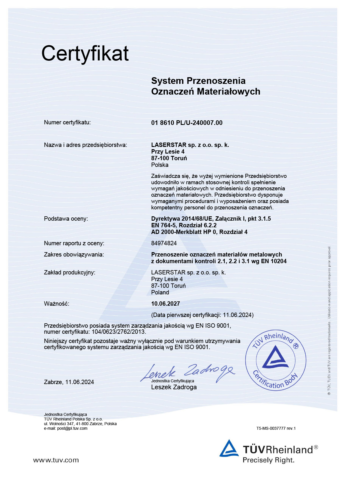 System Przenoszenia Oznaczeń Materiałowych